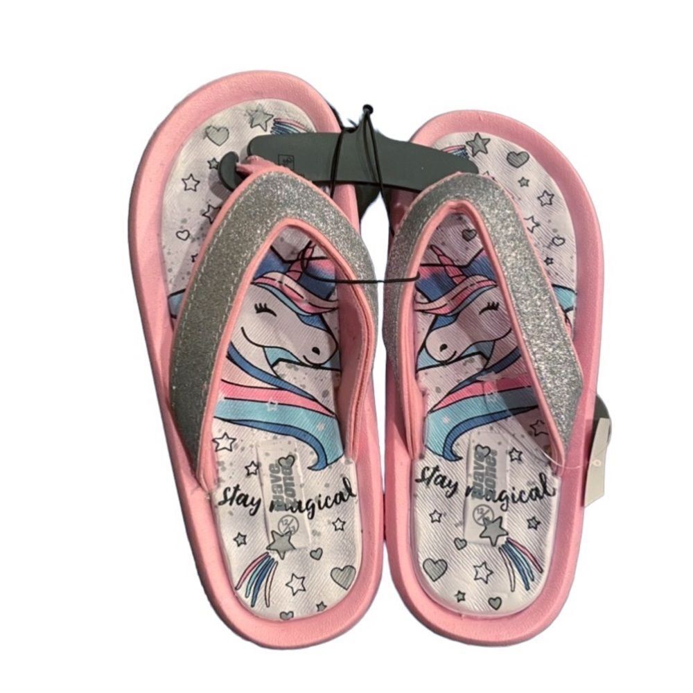 Wave Zone Pink Unicorn Flip Flops, Size 12/13